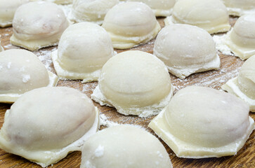 Dumplings with meat isolated on a white background.