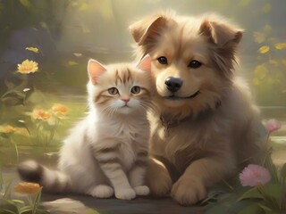 cat and dog, generative Ai