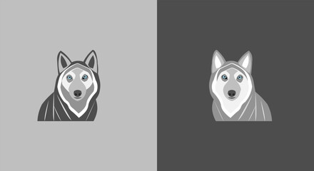 Wolf head cartoon Vector illustration. wolf head clip art element. 