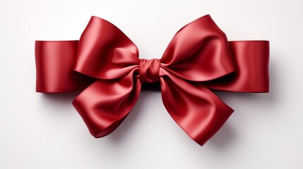 Red ribbon and bow isolated on white background