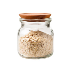 front view of Steel-Cut Oats in a jar isolated on a white transparent background 