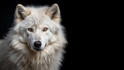 Obraz premium Portrait white wolf isolated on gray background