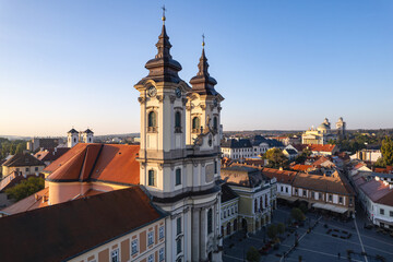 Fototapeta premium Eger city in Hungary , architecture and buildings, drone photo