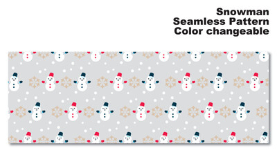 雪だるまと雪の結晶をモチーフにした背景パターン、シームレス、グラフィック素材、ベクター