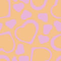 Hand Drawn Seamless Patterns with Hearts in Doodle Style.