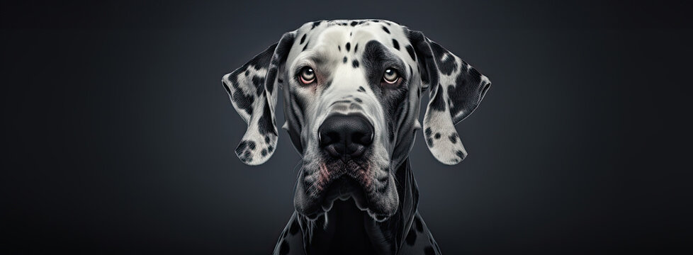 Great Dane dog closeup portrait banner