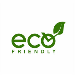 Eco friendly text logo design .Eco vector illustration with check list sign and leaf on letter O.