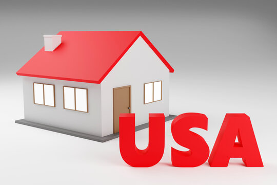 American Dream in 3D: A Modern Illustration of a Classic USA Home
