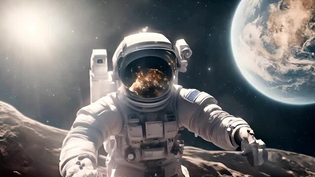 Astronauts exploring space