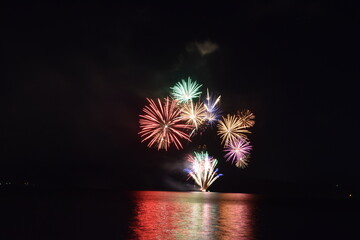 The view of fireworks in Hokkaido, Japan