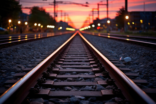 Train tracks leading into the distance
