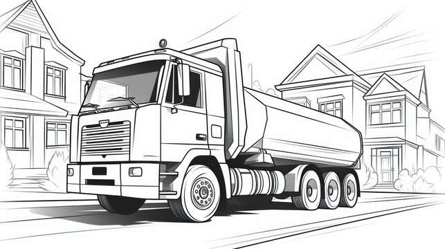 Industrial tank truck for painting - highway, driver and city logistics.