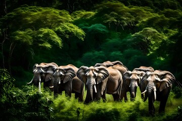 herd of wild animals, Elephants, Herd, Pachyderms image. Elephants, known for their wisdom and...