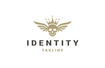 Skull king flying logo design template