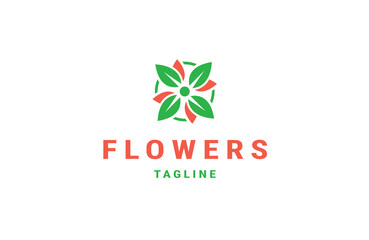 Rose flower logo design template