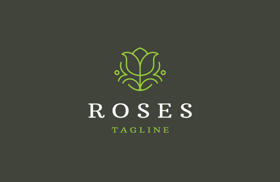 Roses line art style. flower luxury beauty salon, fashion, skincare, cosmetic, nature and spa