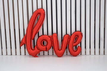 red word love made from balloons