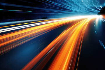 Vehicle light trails in the city at night