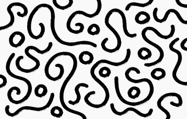 Wavy lines doodle texture. Abstract brush background. Creative minimalist style art with black ink. Simple scribble backdrop isolated on white.