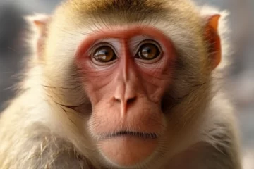 Fototapete Rund Japanese monkey facing you © ayam