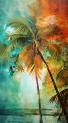 Fototapeta na wymiar Abstract summer tropical background. Seasons. Bright shades. Tropical plants.