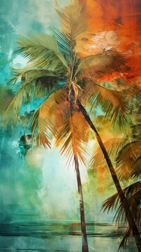 Abstract summer tropical background. Seasons. Bright shades. Tropical plants.