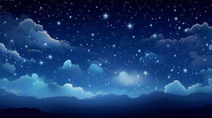 Sky background at night with bright stars The image of the dark sky filled with stars is beautiful and magical. Simulated and realistic images of memories of a night with a hazy sky and bright stars.