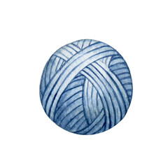 watercolor drawing, ball of wool for knitting, crocheting, needlework.