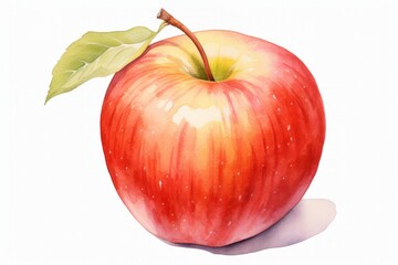 Watercolor illustration of an apple isolated on white background. AI generative