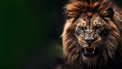 Naklejka premium A lion looks at prey in the forest