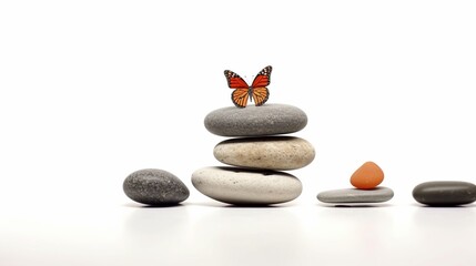 stones stack pebbles and butterflies spa Ai Generative