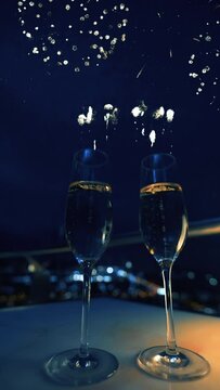 celebration, celebrate, countdown, champagne, fireworks, wine, wedding, new year, christmas, drink, 2024, Vertical,