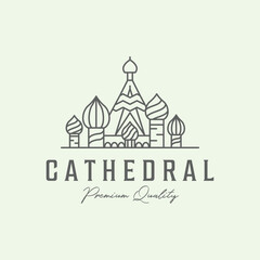 cathedral building minimalist logo line art icon illustration design from moscow russia