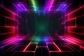 Party Pulse Abstract Neon Waves Fantastic Fusion Neon Lightscape,Neon Dance Floor Background