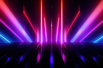 Fototapeta na wymiar Party Pulse Abstract Neon Waves Fantastic Fusion Neon Lightscape,Neon Dance Floor Background