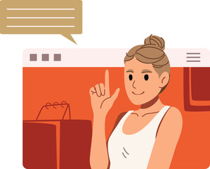 Freelancer woman or student meeting video conference illustration