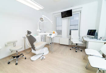 Dentist modern sterile room. Teeth healthcare equipment.