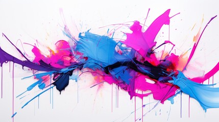 a visually striking abstract composition with energetic splashes of neon pink and electric blue, exuding a sense of dynamic creativity.