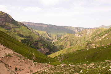 Fototapeta premium Beautiful green mountains near Laza village. Azerbaijan.