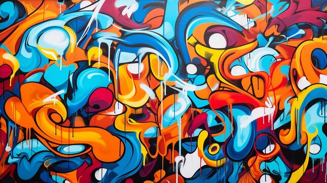 Vibrant Urban Expression: Abstract Graffiti Art Fusion

