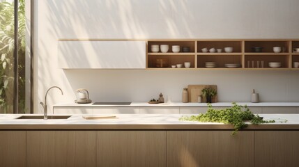 Fototapeta na wymiar Simplicity in the Kitchen A Living Minimalist's Culinary Haven