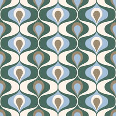 Retro 70s ogee ovals pine green pattern