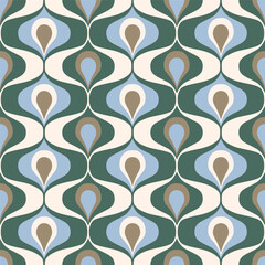 Retro 70s ogee ovals pine green pattern