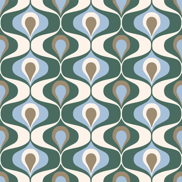 Retro 70s ogee ovals pine green pattern