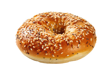 Bagel bread for breakfast isolated on transparent background.