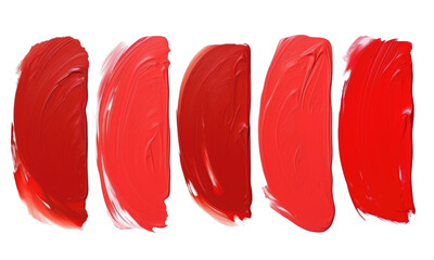 brush stroke of red acrylic paint, set, isolated on transparent background 