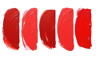 brush stroke of red acrylic paint, set, isolated on transparent background 