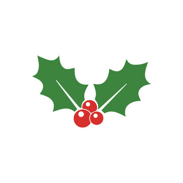 Holly berry vector icon. Christmas symbol icon. Holly berry icon for graphic, web, ui ux design. Holly berry leaves illustration.