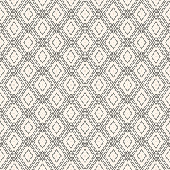 Vector seamless pattern with a subtle black and white diamond lattice, Stylish minimal monochrome linear geometric elegant background. Simple rhombus grid texture. Repeated design for decor, print