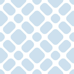 Soft blue seamless geometric pattern with rounded shapes, lines. Minimalist diagonal lattice, grid, mesh. Simple minimalist vector background. Subtle minimal ornament texture. Repeat geo design